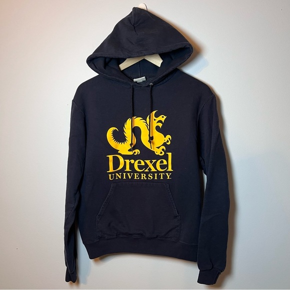 Drexel University Hoodie Size S Champion Eco Fleece Black Sweatshirt Pullover - Picture 1 of 4